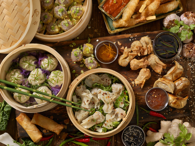 Asian Appetizers, Dumplings, Spring Rolls, Shrimp, Wontons, Dry Ribs and Sauces